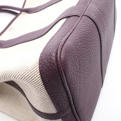 Hermes Tote Garden Party PM Ecru Raisin Canvas Leather — view 7