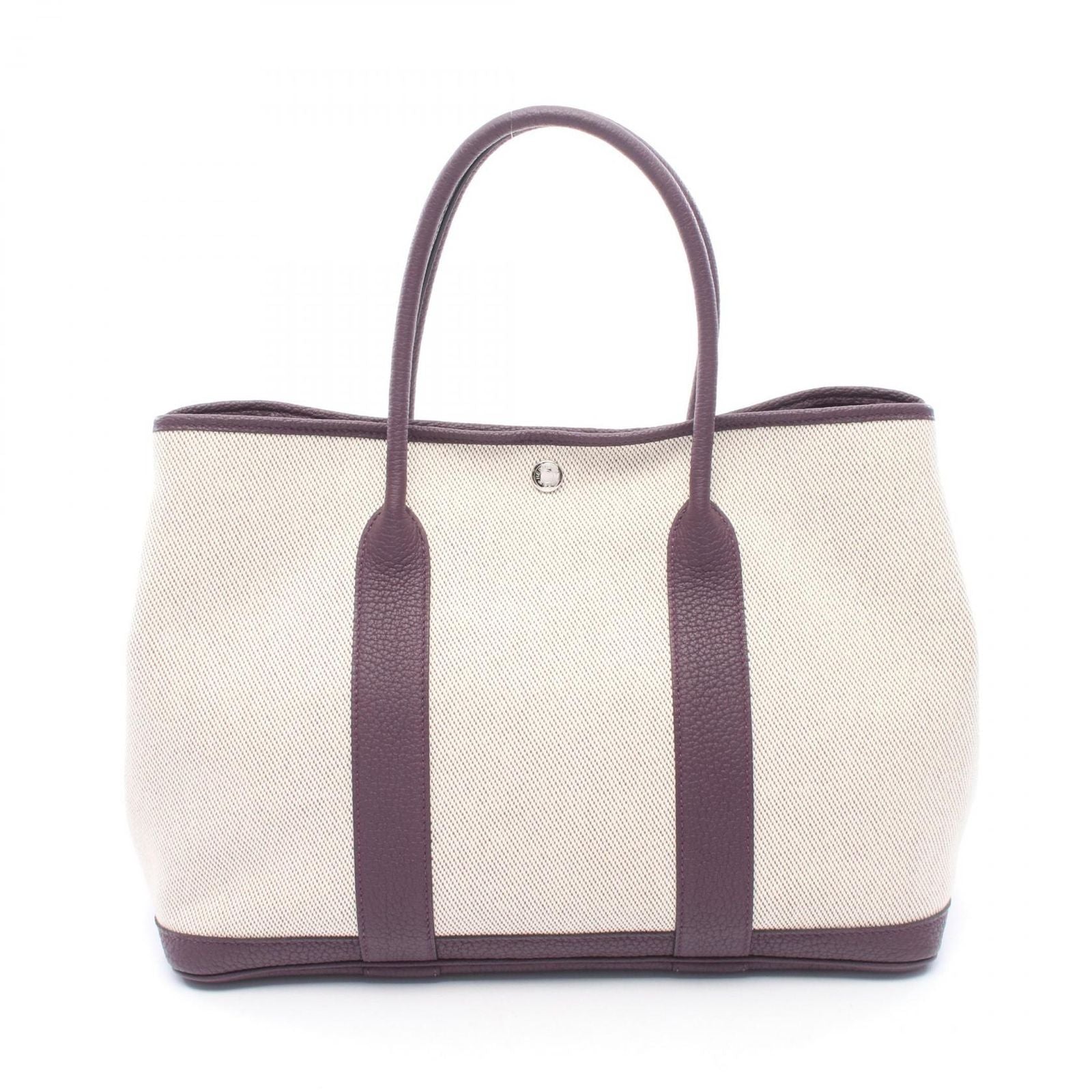 Hermes Tote Garden Party PM Ecru Raisin Canvas Leather