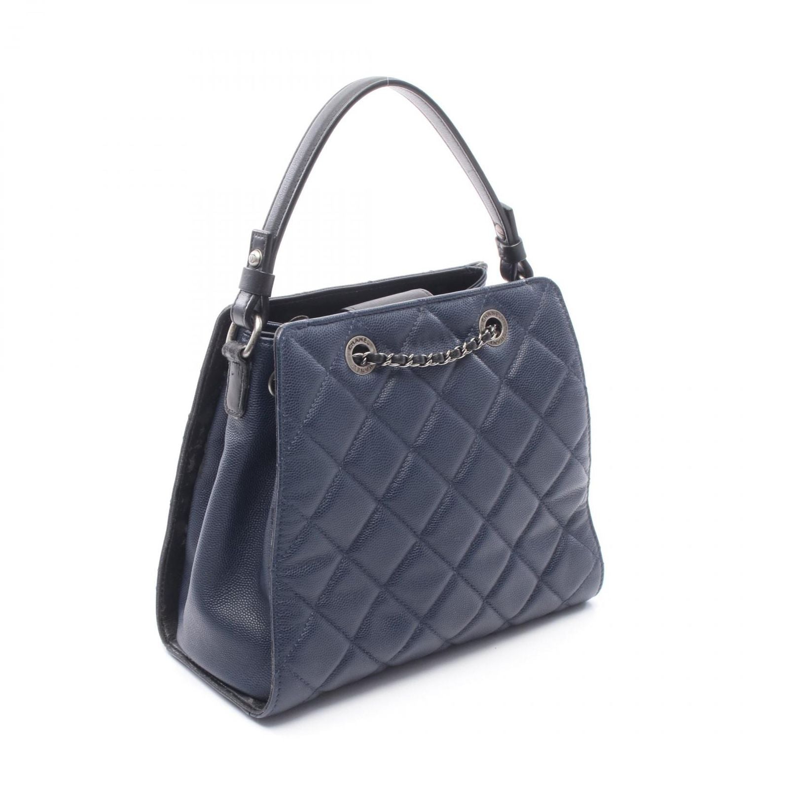 Chanel Handbag CC Bucket Quilted 2-Way Navy Caviar Leather Bag — view 2