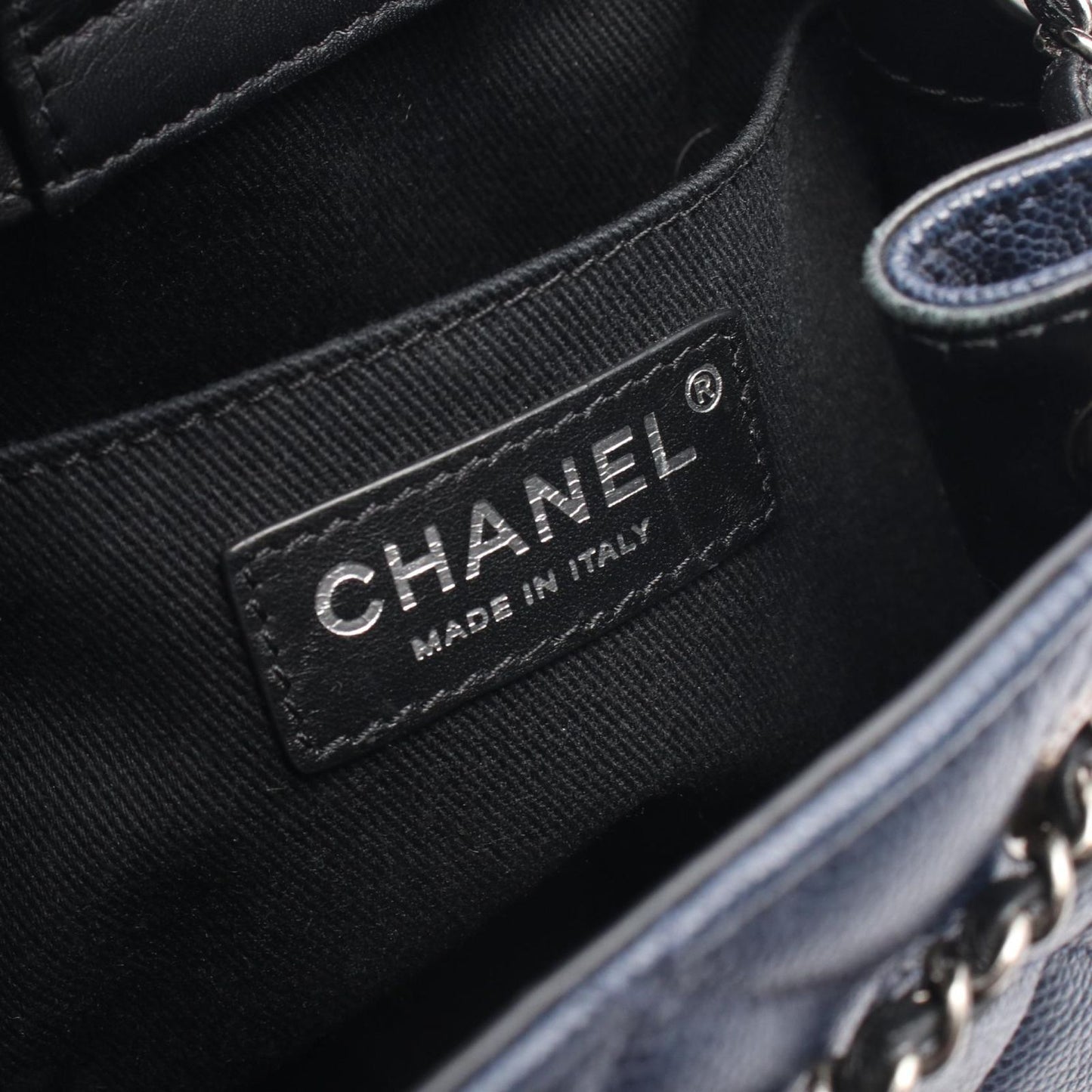Chanel Handbag CC Bucket Quilted 2-Way Navy Caviar Leather Bag — view 4