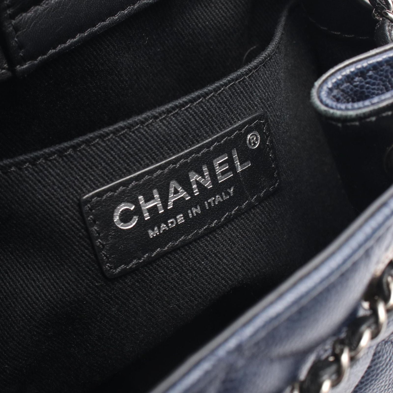 Chanel Handbag CC Bucket Quilted 2-Way Navy Caviar Leather Bag — view 4