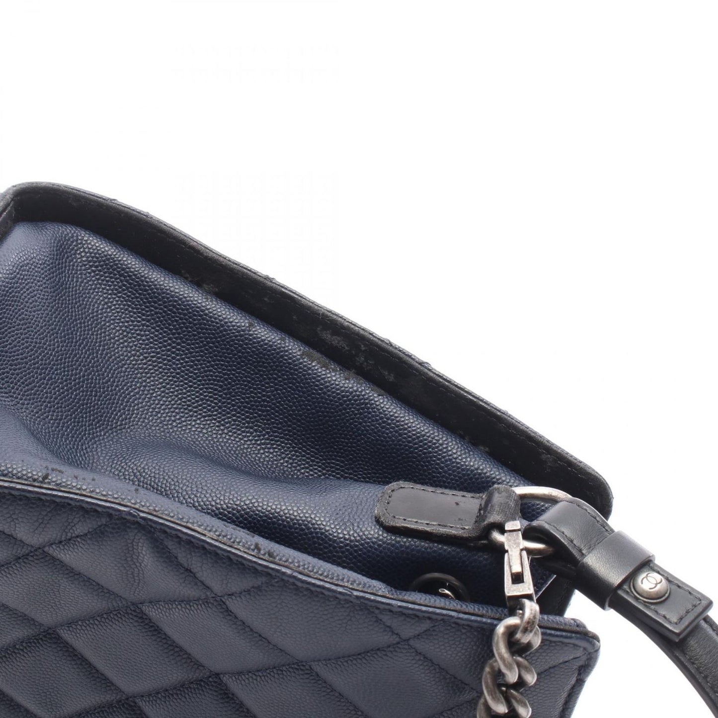 Chanel Handbag CC Bucket Quilted 2-Way Navy Caviar Leather Bag — view 6