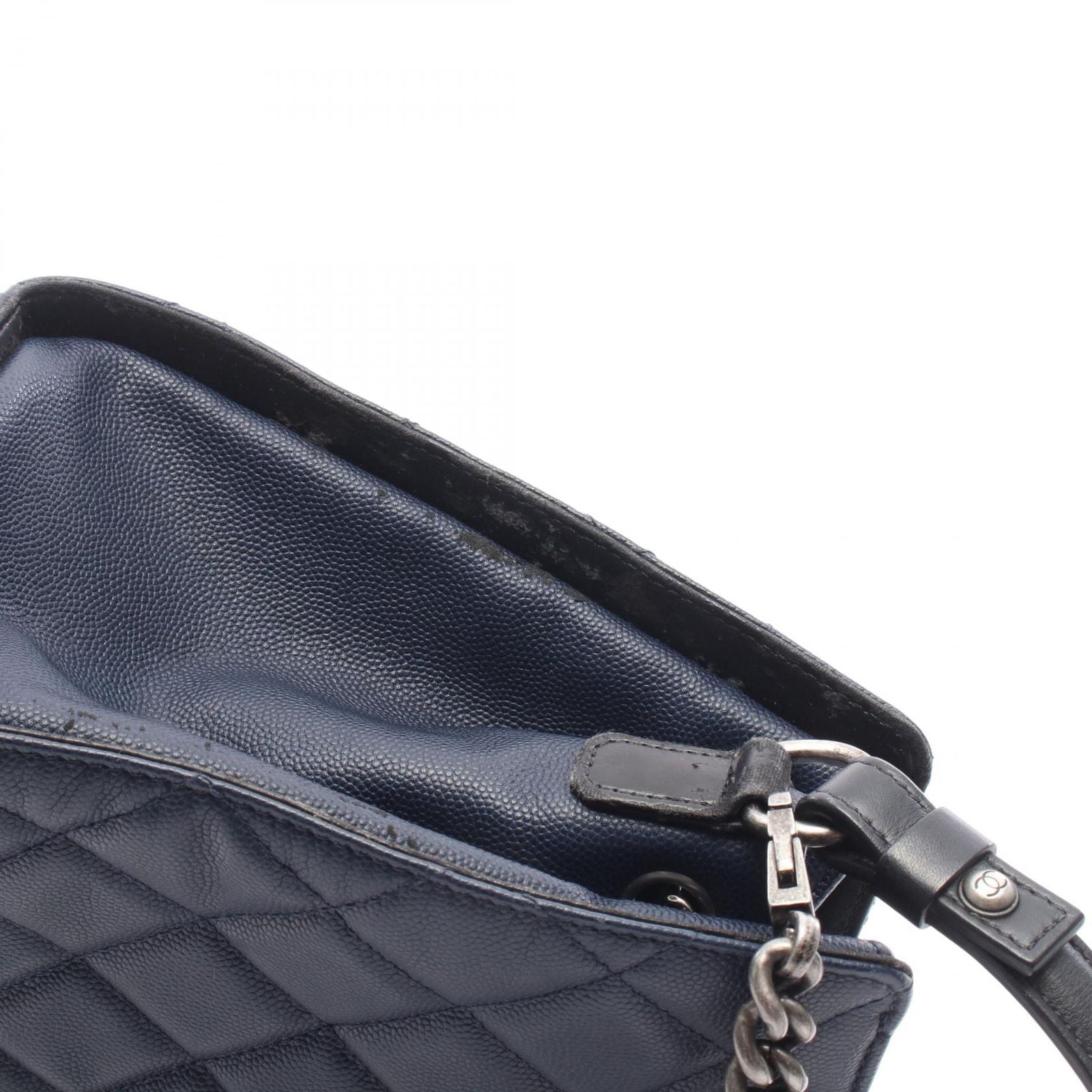 Chanel Handbag CC Bucket Quilted 2-Way Navy Caviar Leather Bag — view 6