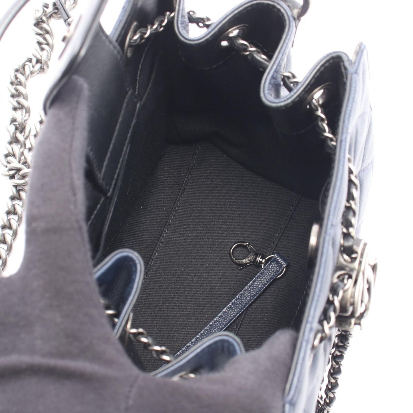 Chanel Handbag CC Bucket Quilted 2-Way Navy Caviar Leather Bag — view 3