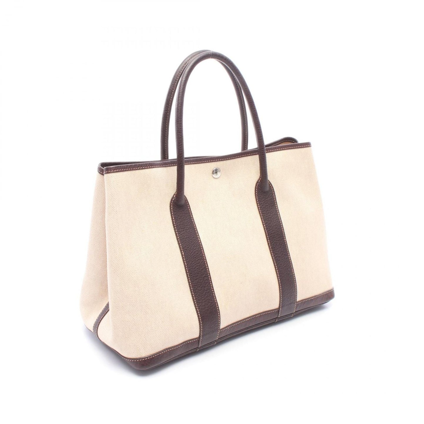 Hermes Tote Garden Party PM Ecru Ebene Leather Canvas — view 2
