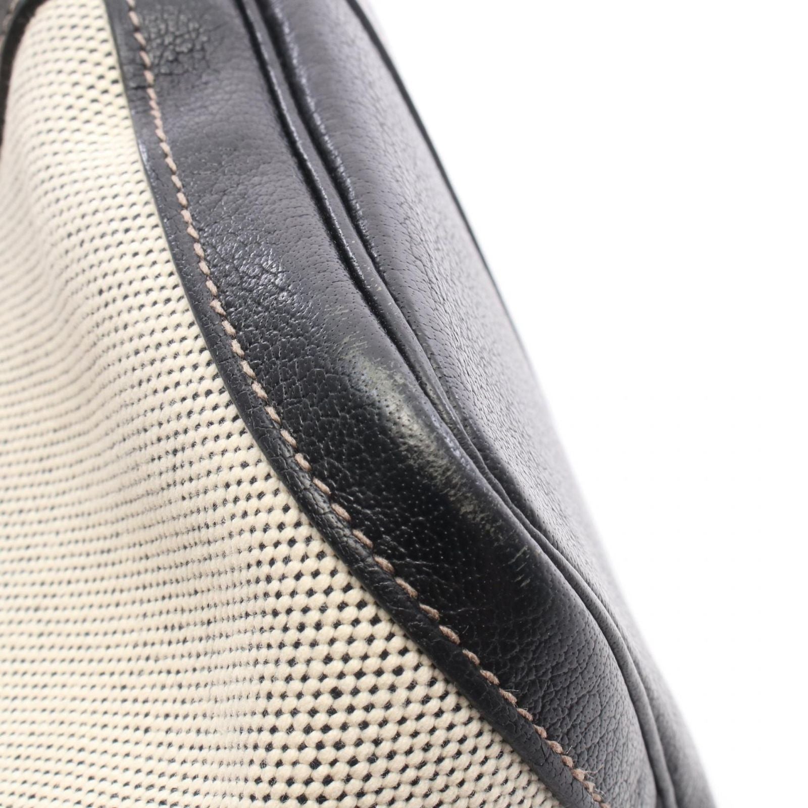 Hermes Tote Garden Party PM Optical Ecru Black Leather Canvas — view 7
