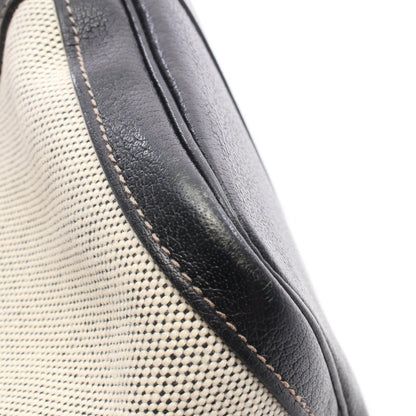 Hermes Tote Garden Party PM Optical Ecru Black Leather Canvas — view 7
