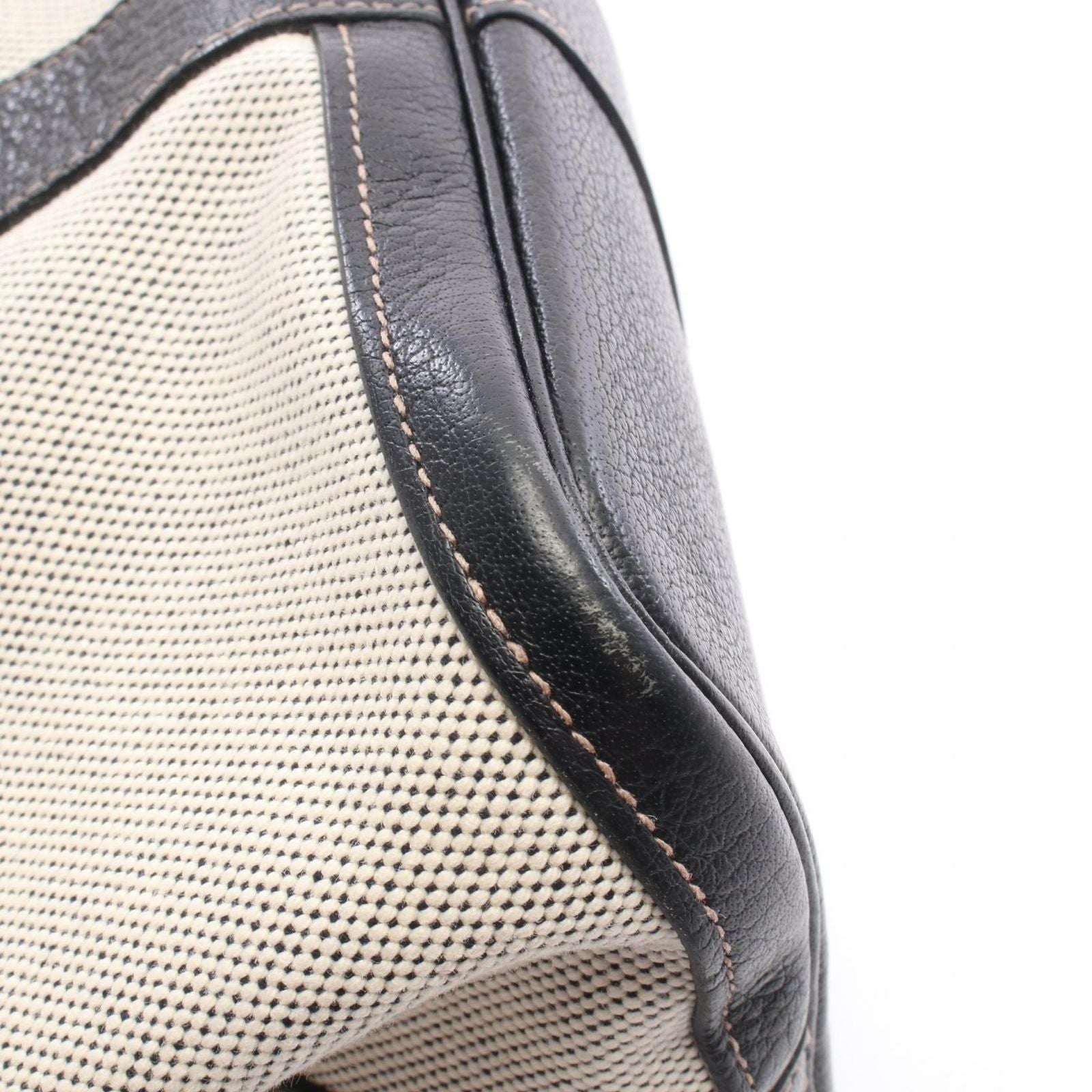 Hermes Tote Garden Party PM Optical Ecru Black Leather Canvas — view 8