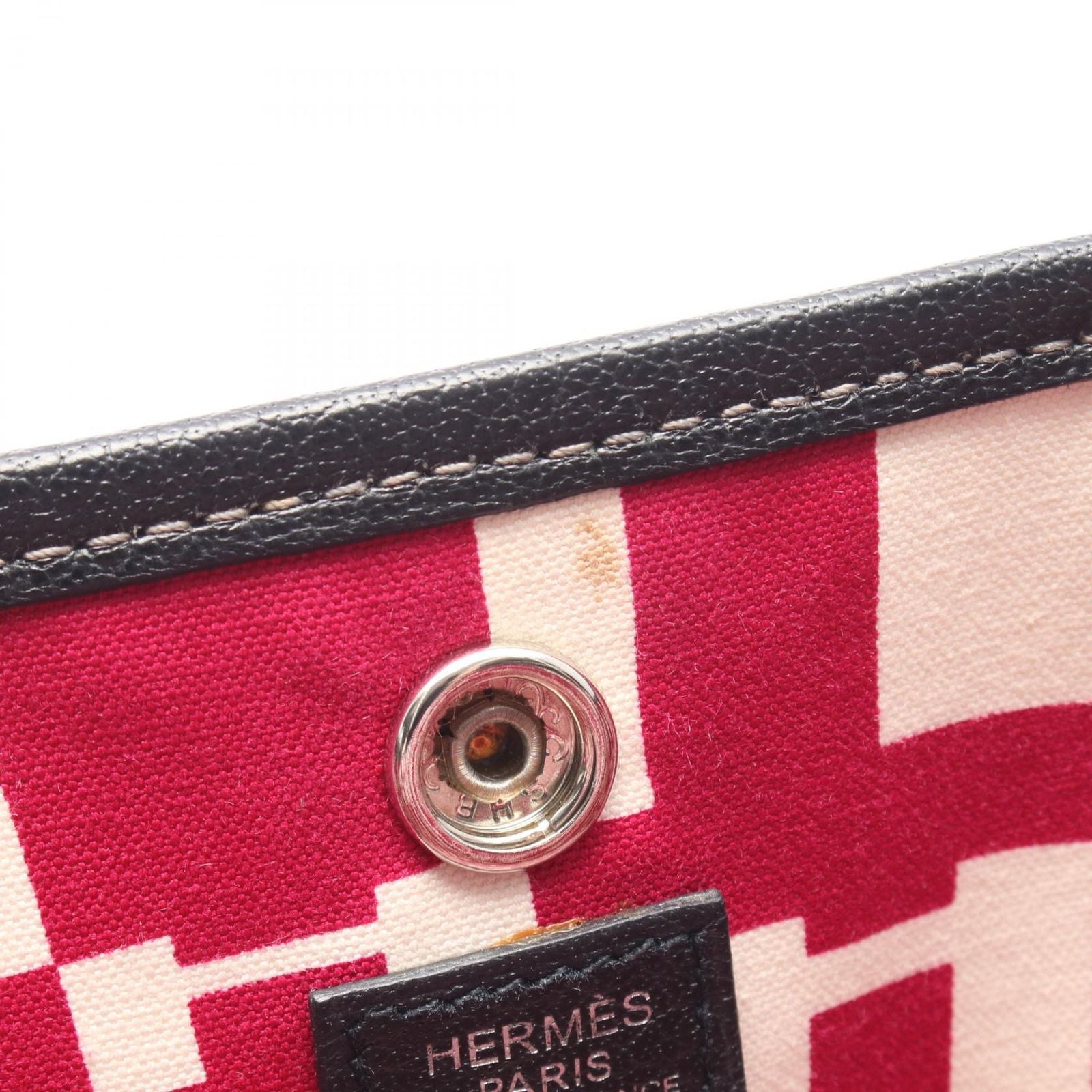 Hermes Tote Garden Party PM Optical Ecru Black Leather Canvas — view 5