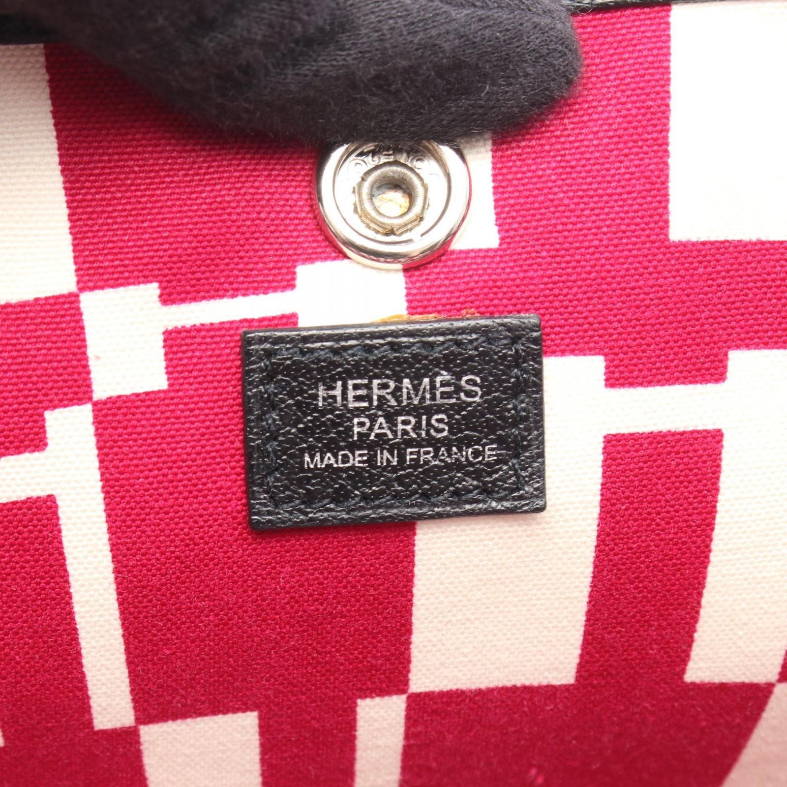 Hermes Tote Garden Party PM Optical Ecru Black Leather Canvas — view 4