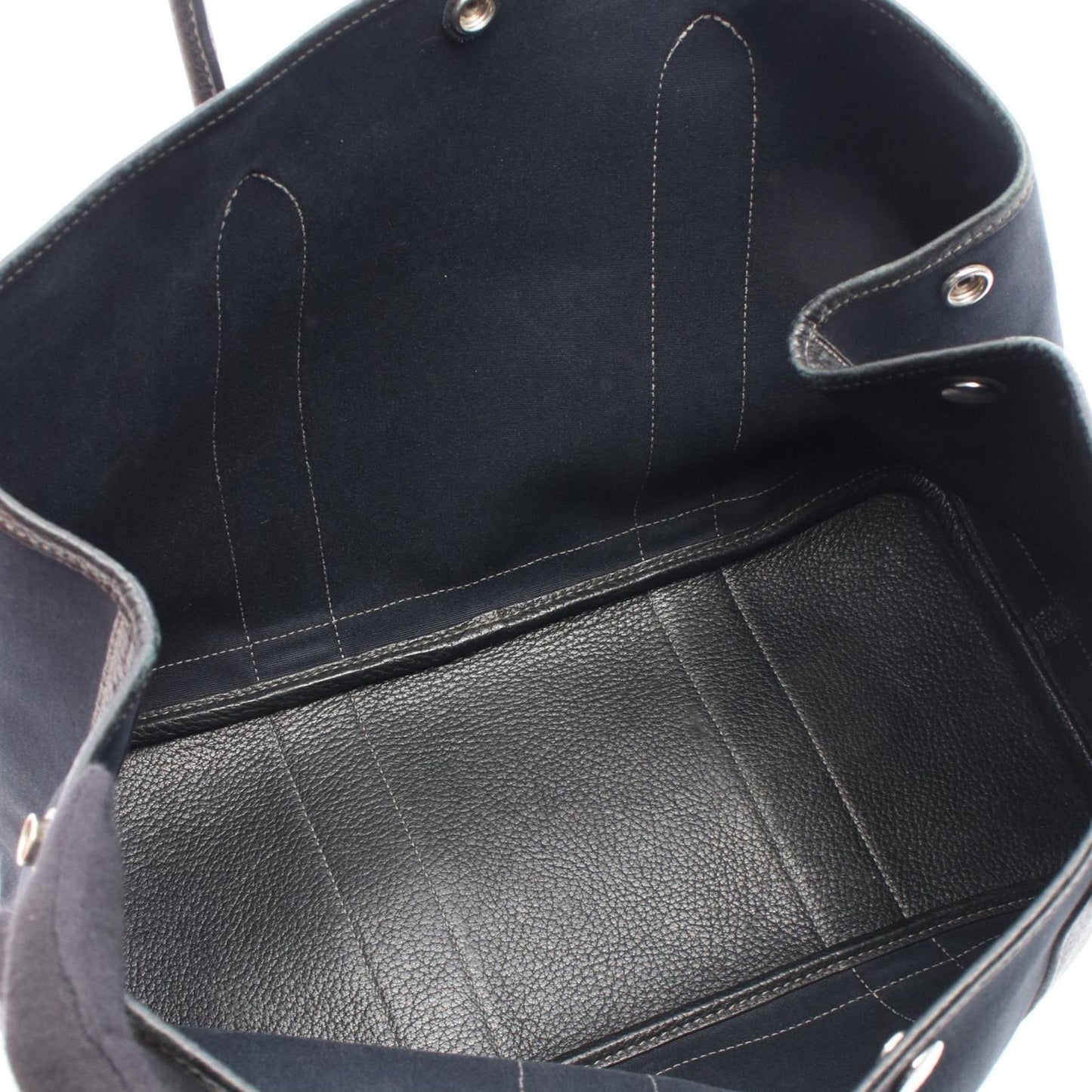 Hermes Tote Garden Party PM Black Leather Canvas — view 3