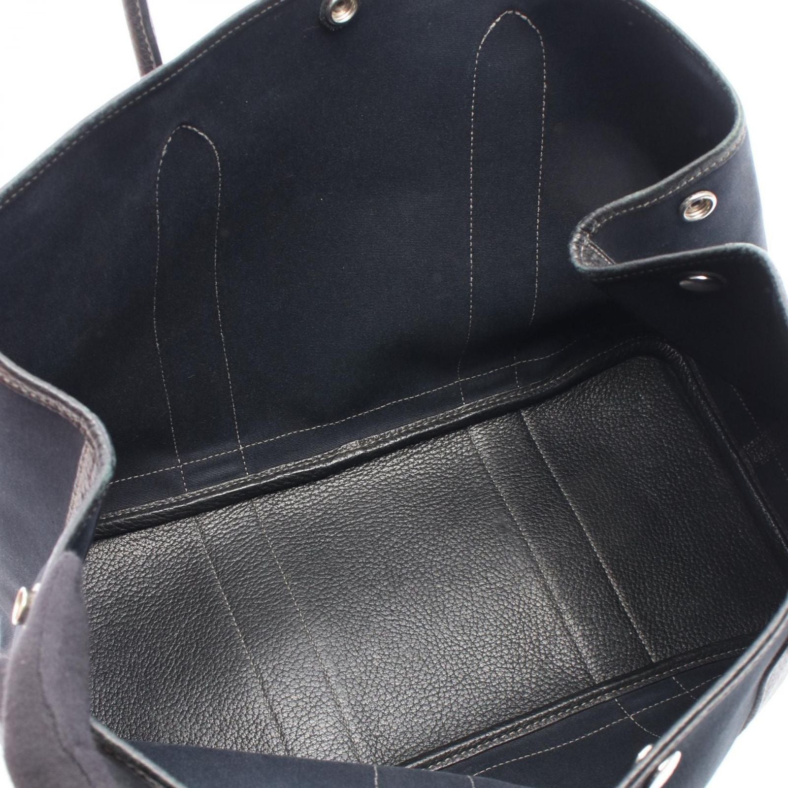Hermes Tote Garden Party PM Black Leather Canvas — view 3