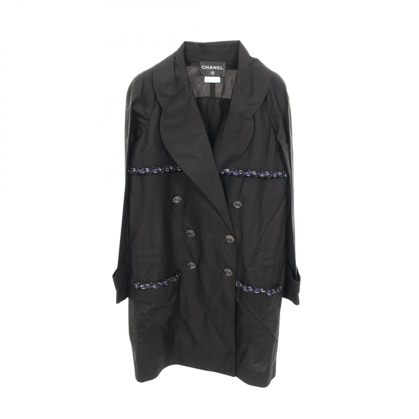 Chanel CC Logo Button Black Spring Coat
