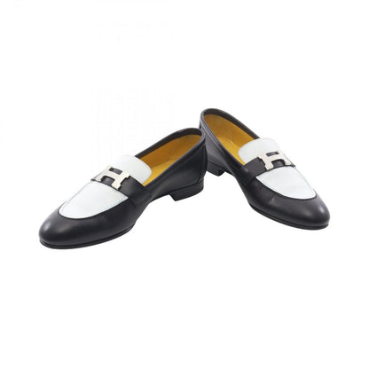 Hermes Loafers Moccasins Paris Black White Leather — view 3