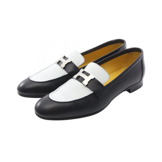 Hermes Loafers Moccasins Paris Black White Leather