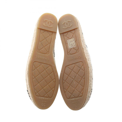 Chanel CC Logo Espadrille Slip on White Leather — view 4