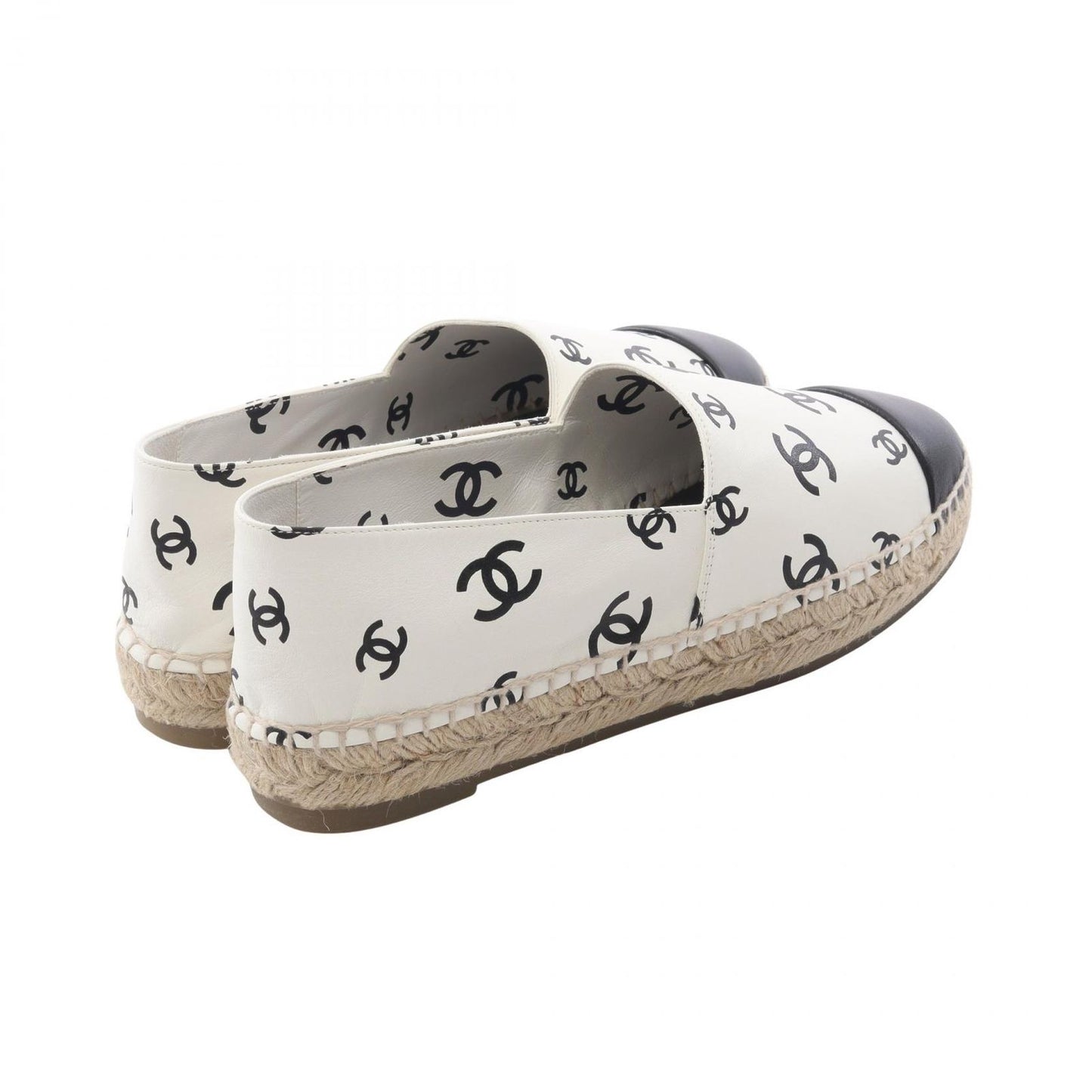 Chanel CC Logo Espadrille Slip on White Leather — view 2