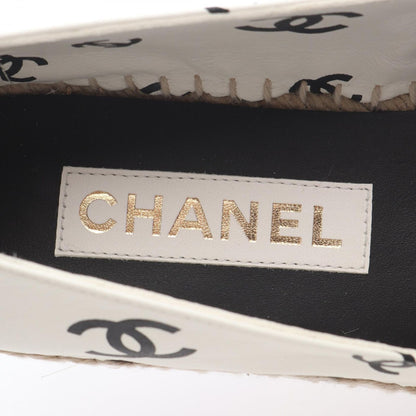 Chanel CC Logo Espadrille Slip on White Leather — view 5