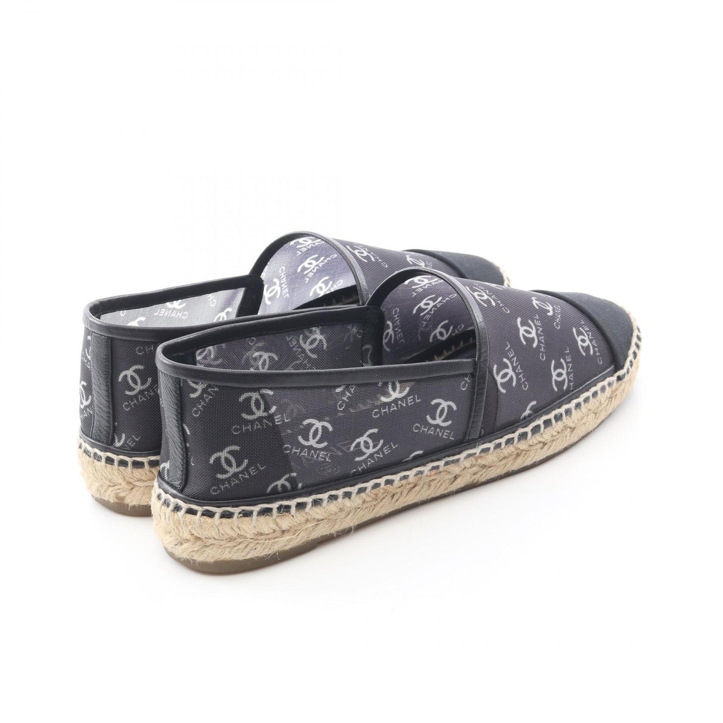 Chanel CC Logo Espadrilles Mesh Slip Ons Navy Slipper — view 2