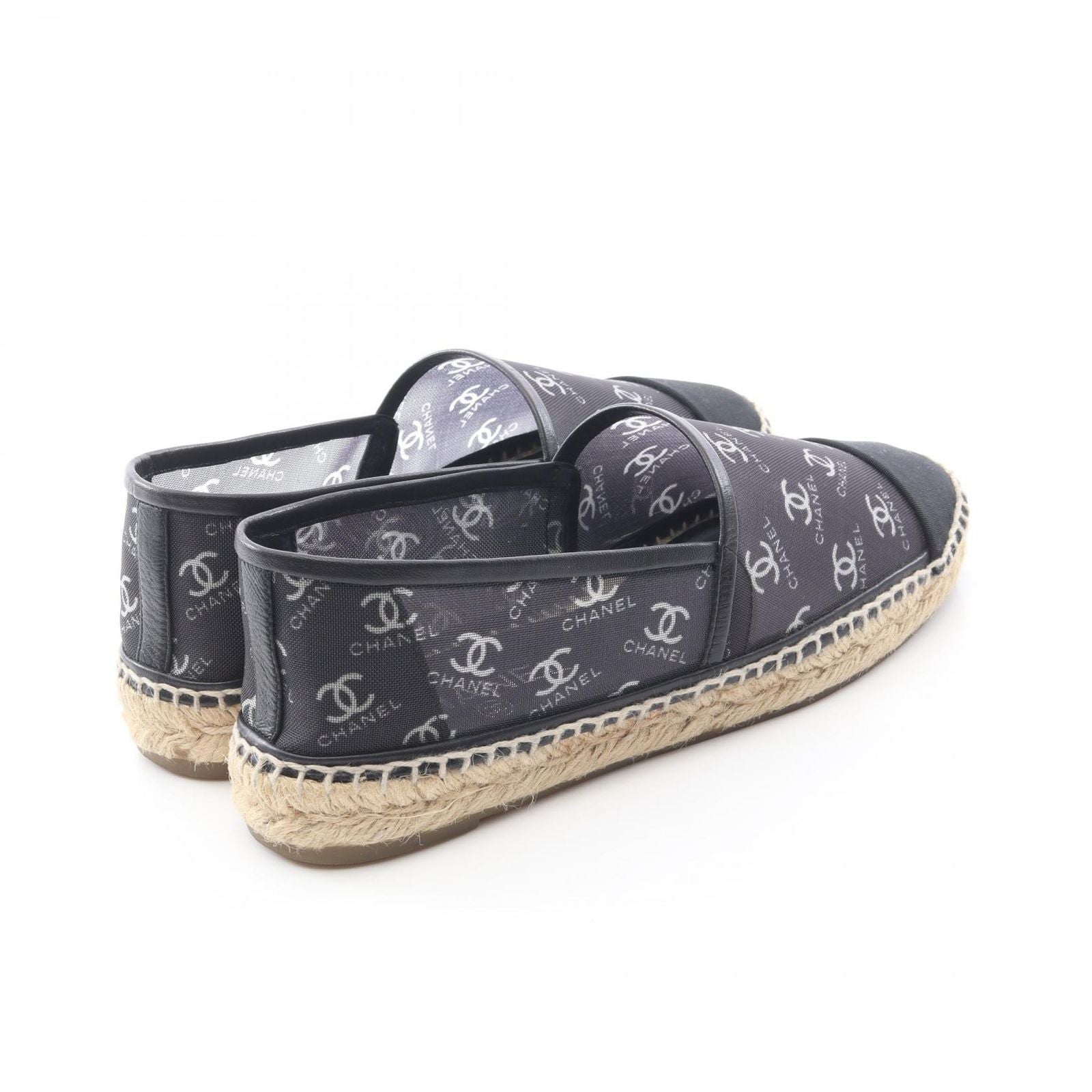 Chanel CC Logo Espadrilles Mesh Slip Ons Navy Slipper — view 2