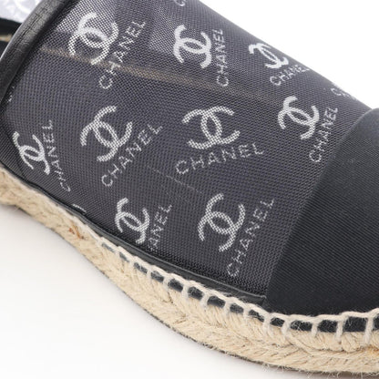 Chanel CC Logo Espadrilles Mesh Slip Ons Navy Slipper — view 8