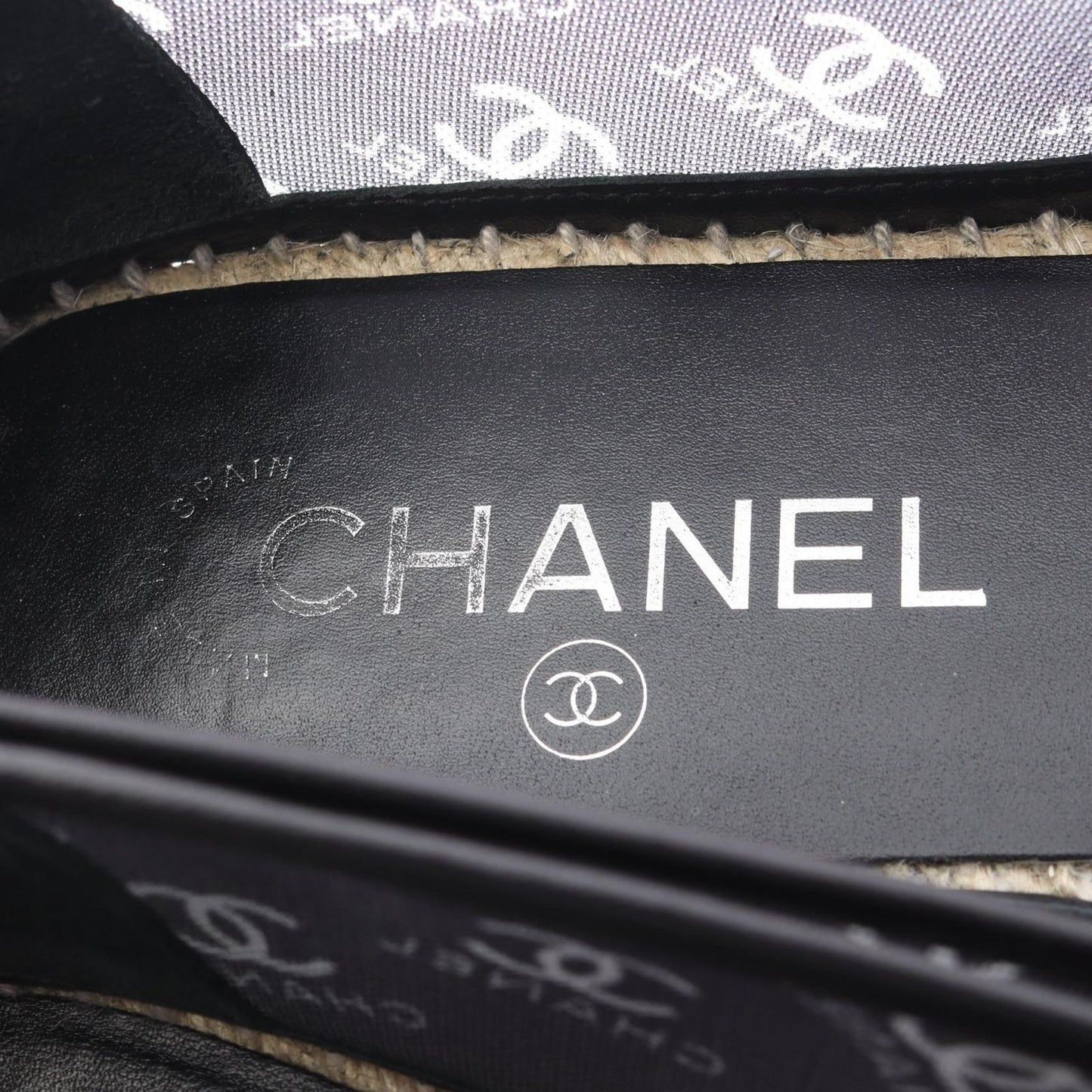 Chanel CC Logo Espadrilles Mesh Slip Ons Navy Slipper — view 5