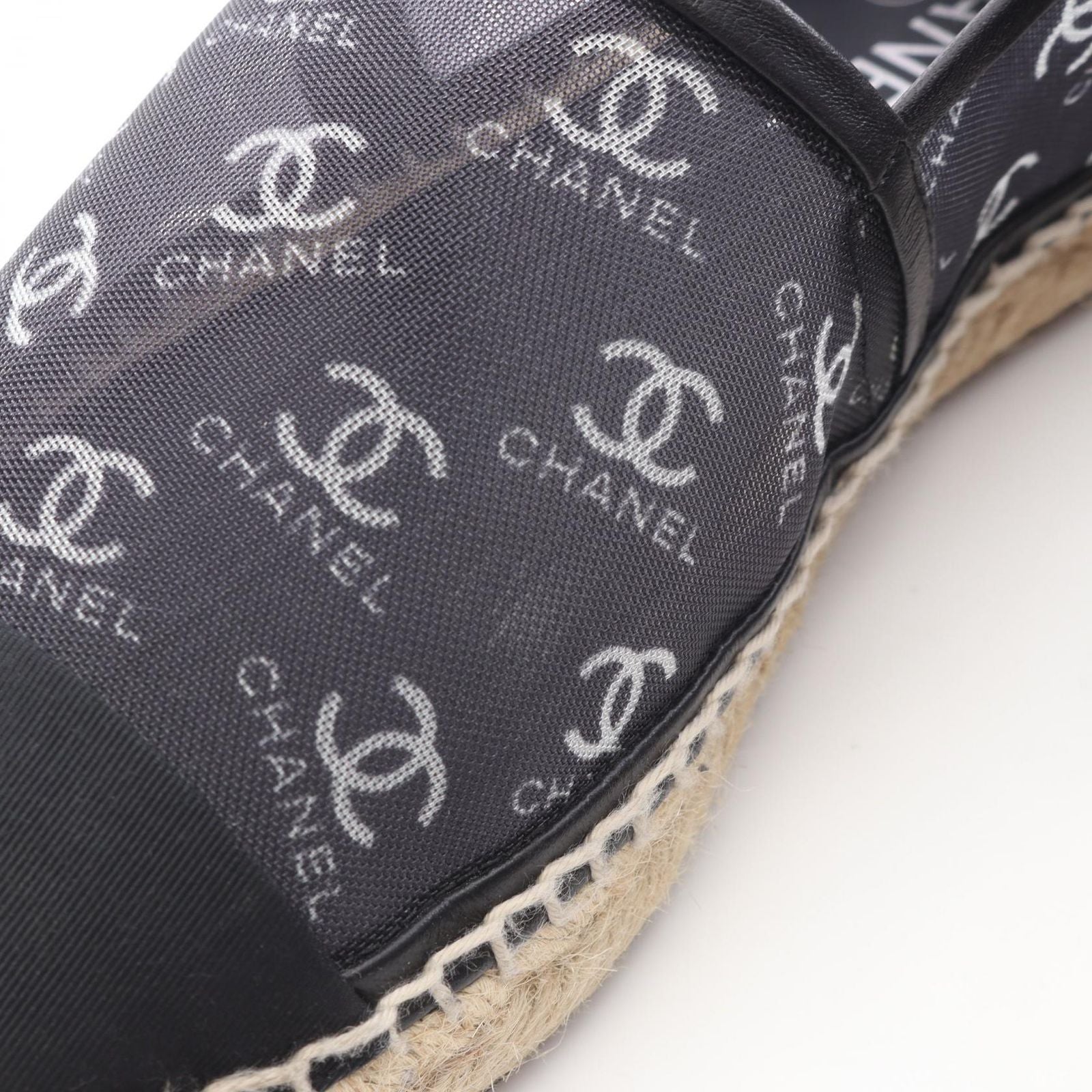 Chanel CC Logo Espadrilles Mesh Slip Ons Navy Slipper — view 7