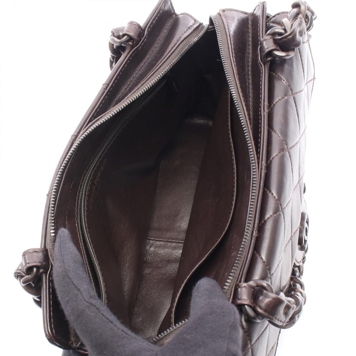 Chanel Tote Quilted Dark Brown Lambskin — view 3
