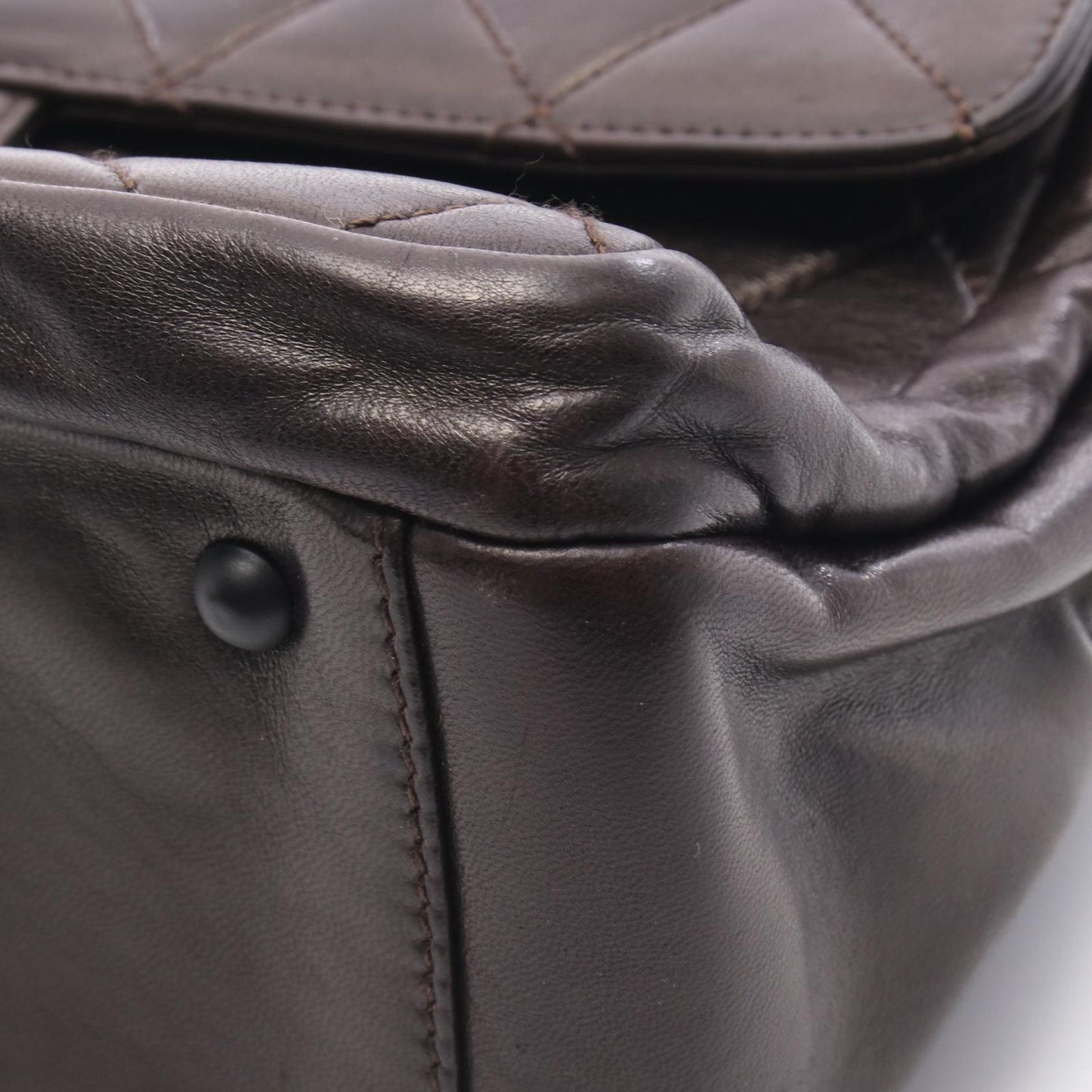 Chanel Tote Quilted Dark Brown Lambskin — view 8