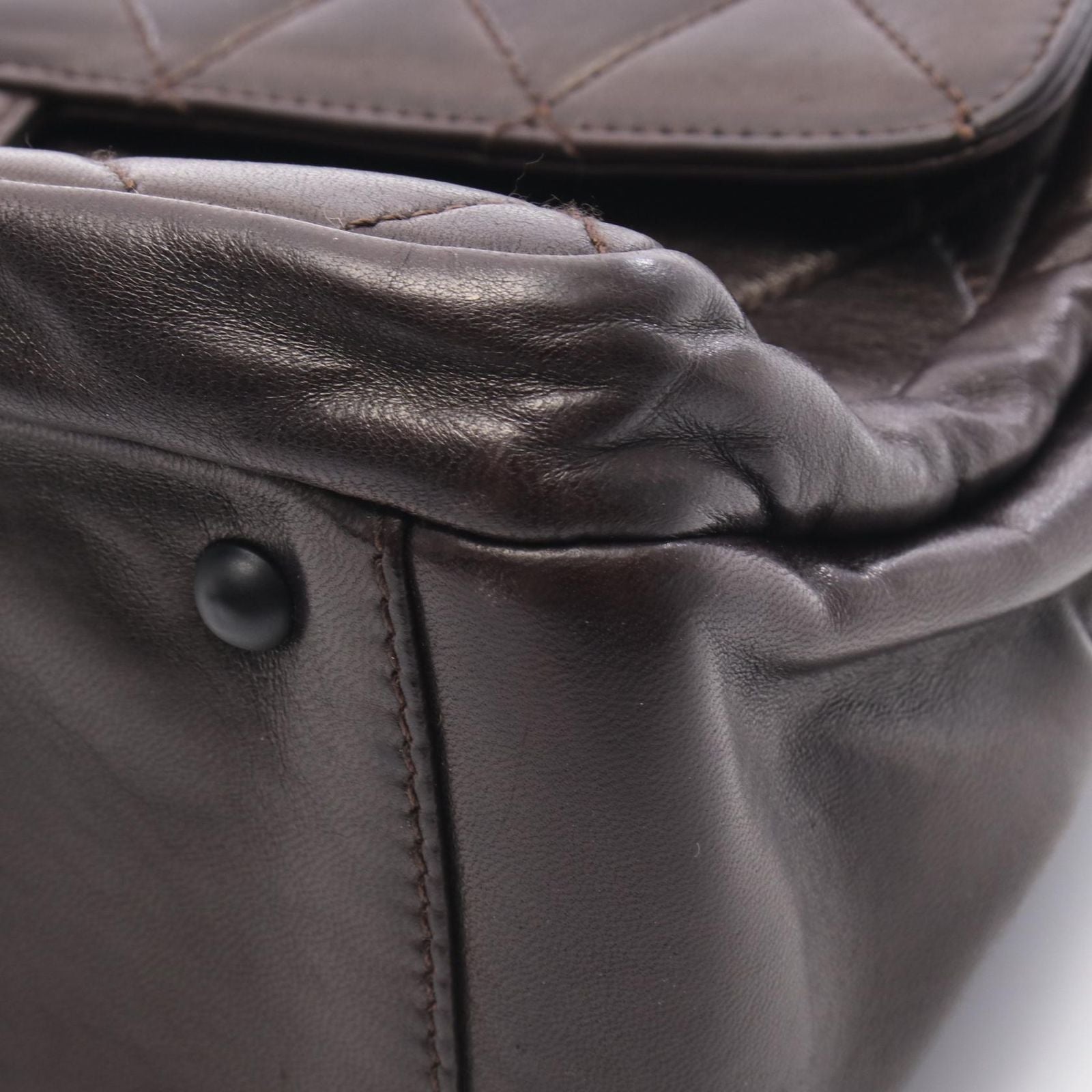Chanel Tote Quilted Dark Brown Lambskin — view 8