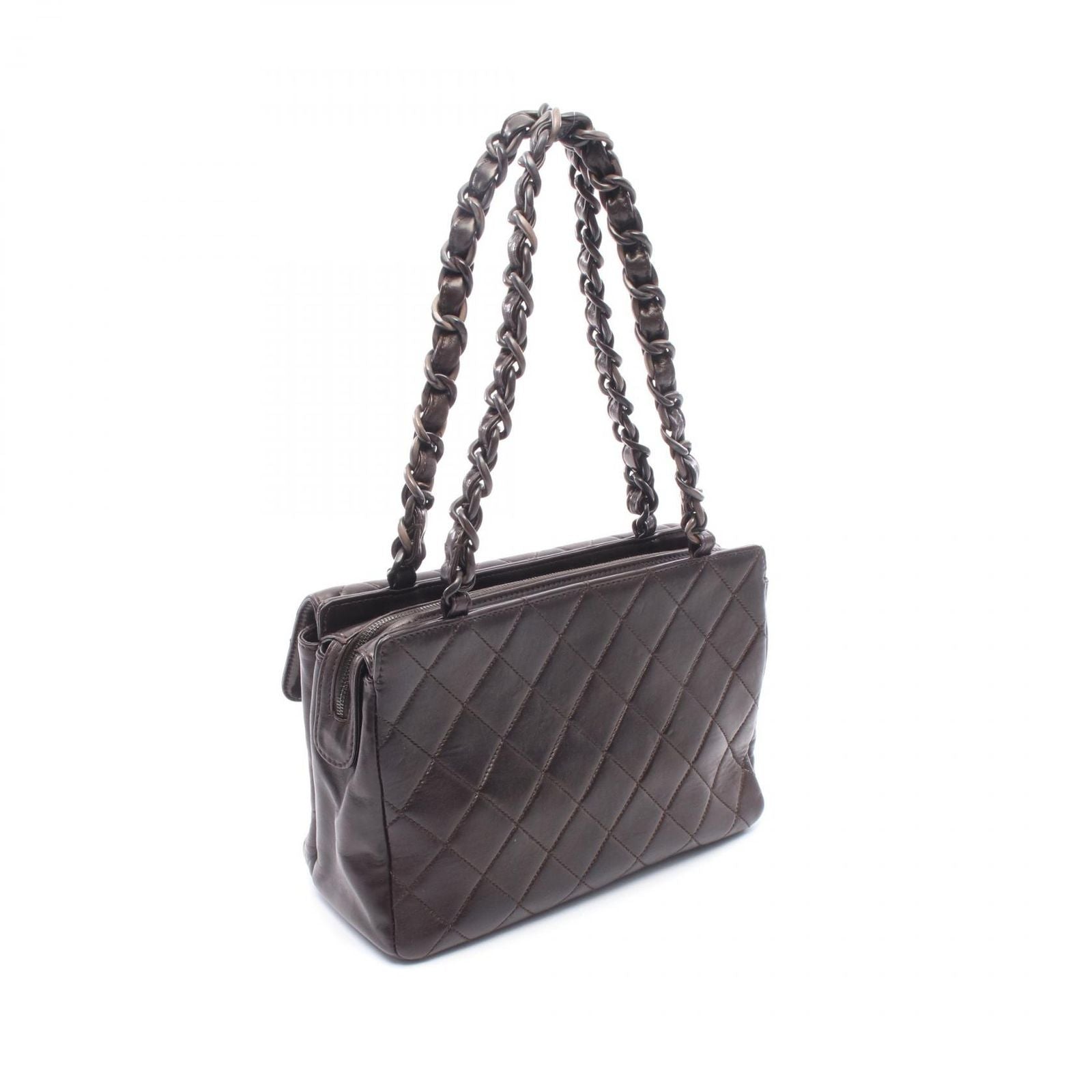 Chanel Tote Quilted Dark Brown Lambskin — view 2