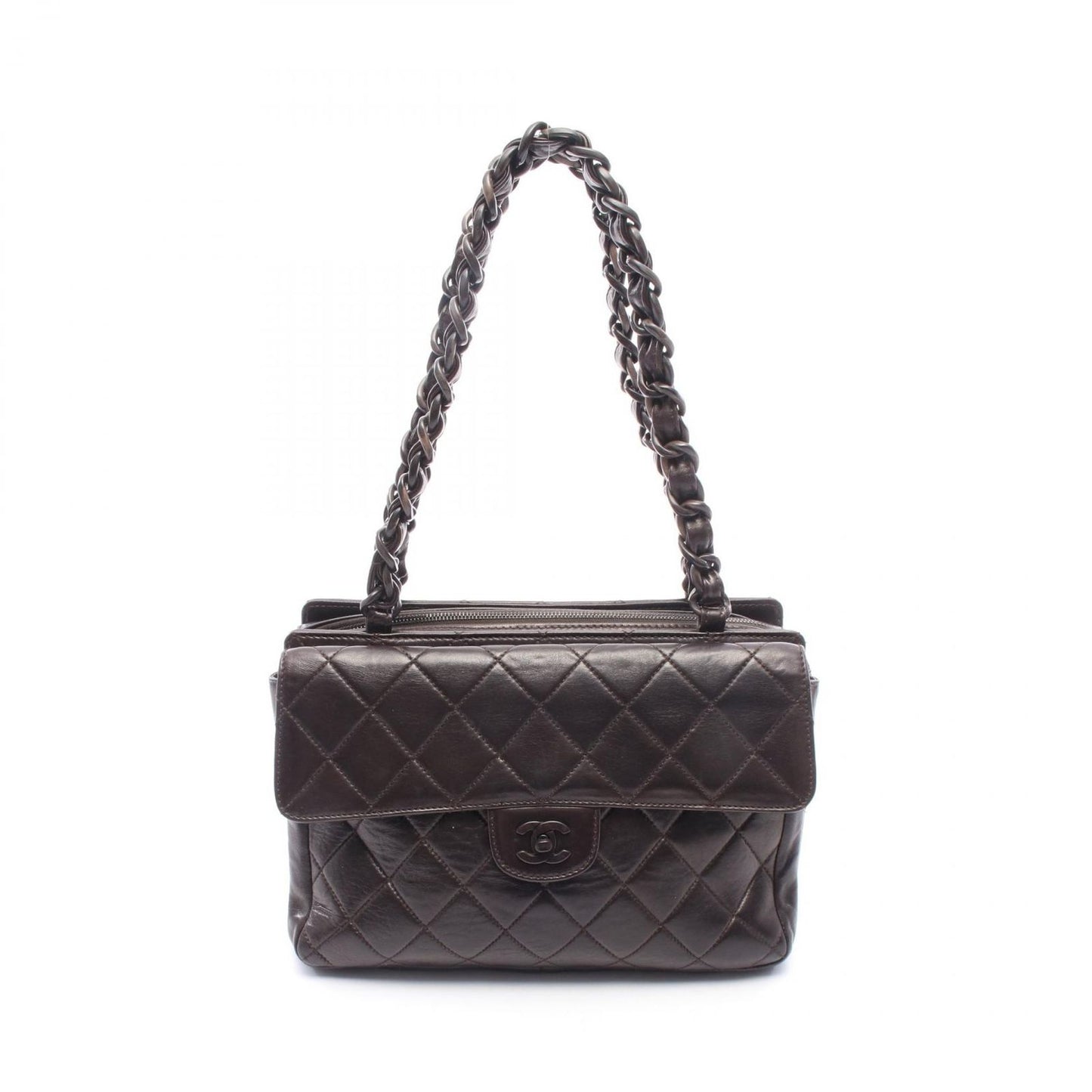 Chanel Tote Quilted Dark Brown Lambskin