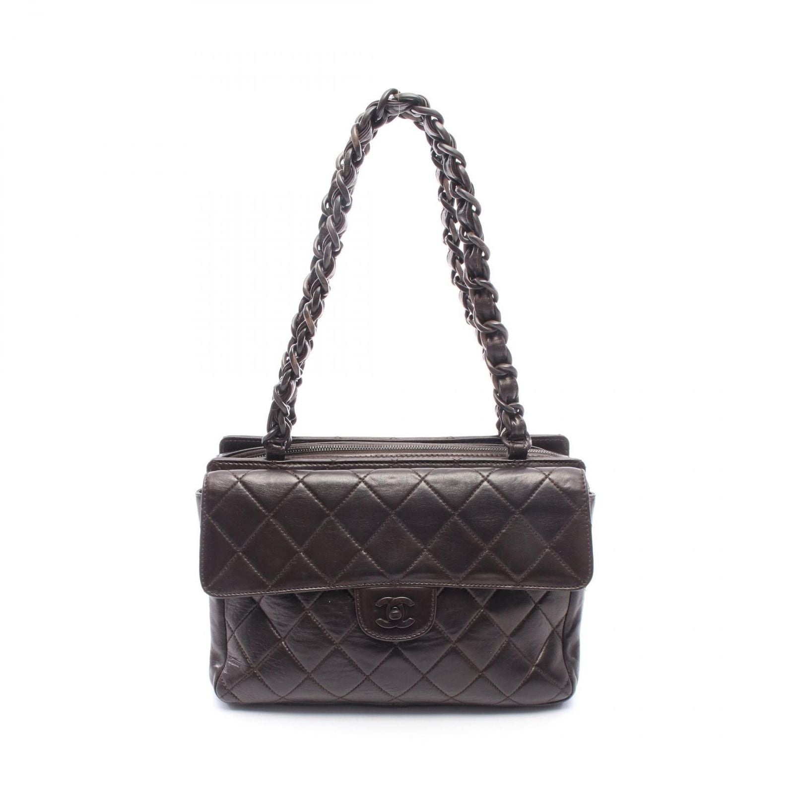 Chanel Tote Quilted Dark Brown Lambskin
