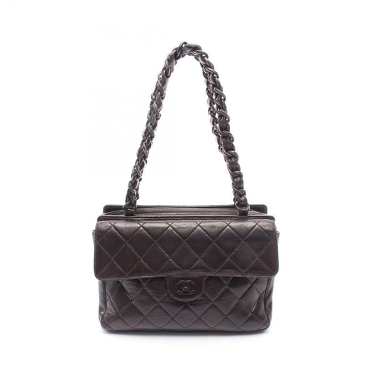 Chanel Tote Quilted Dark Brown Lambskin