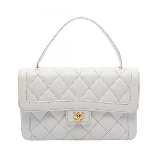Chanel Handbag Wild Stitch Top Handle White Leather Bag