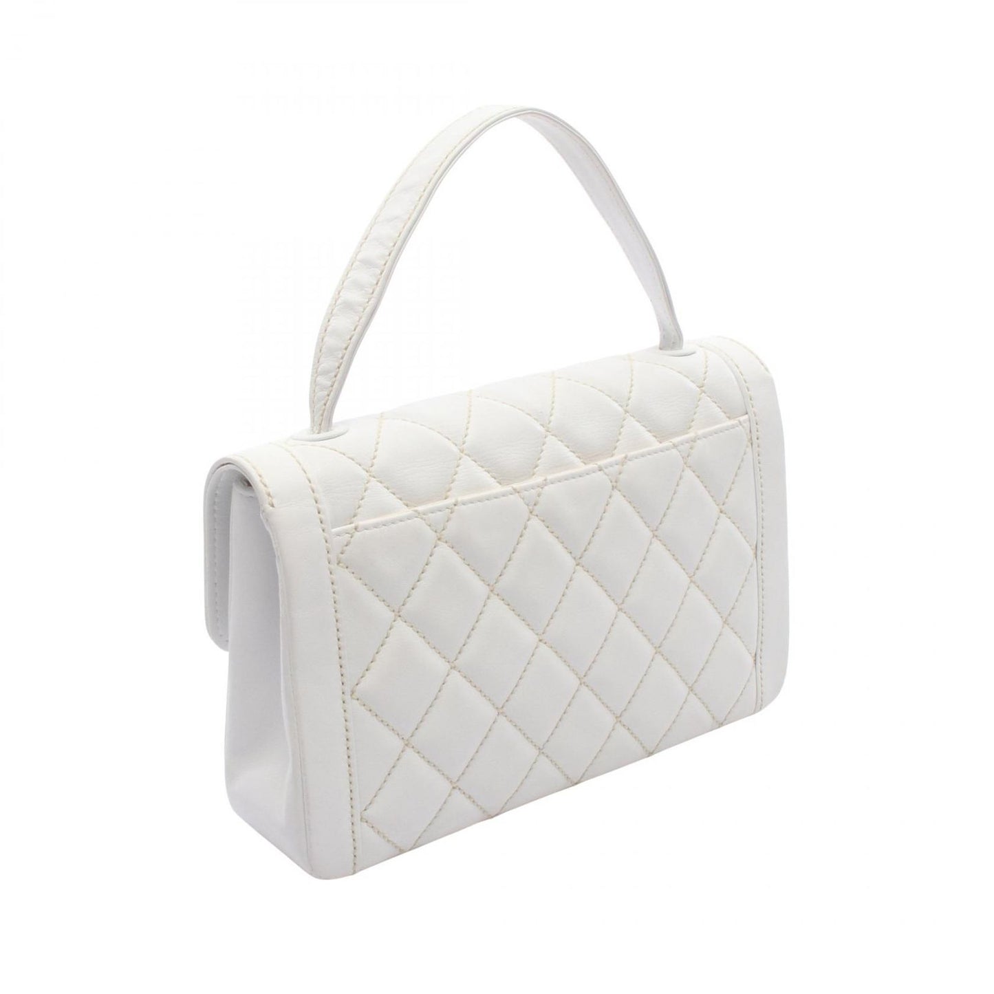 Chanel Handbag Wild Stitch Top Handle White Leather Bag — view 2