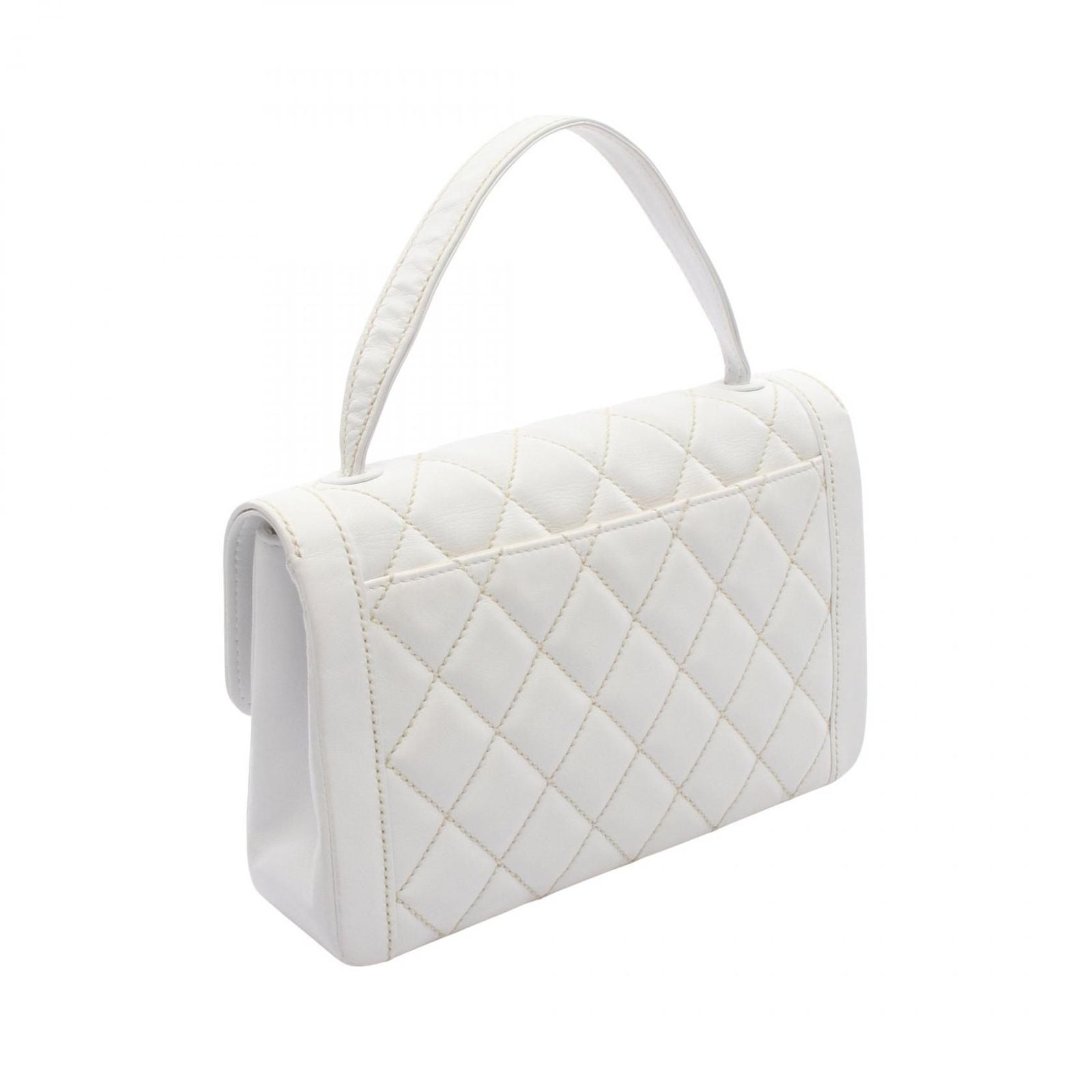 Chanel Handbag Wild Stitch Top Handle White Leather Bag — view 2
