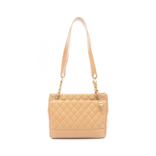 Chanel Tote Quilted Beige Caviar Leather