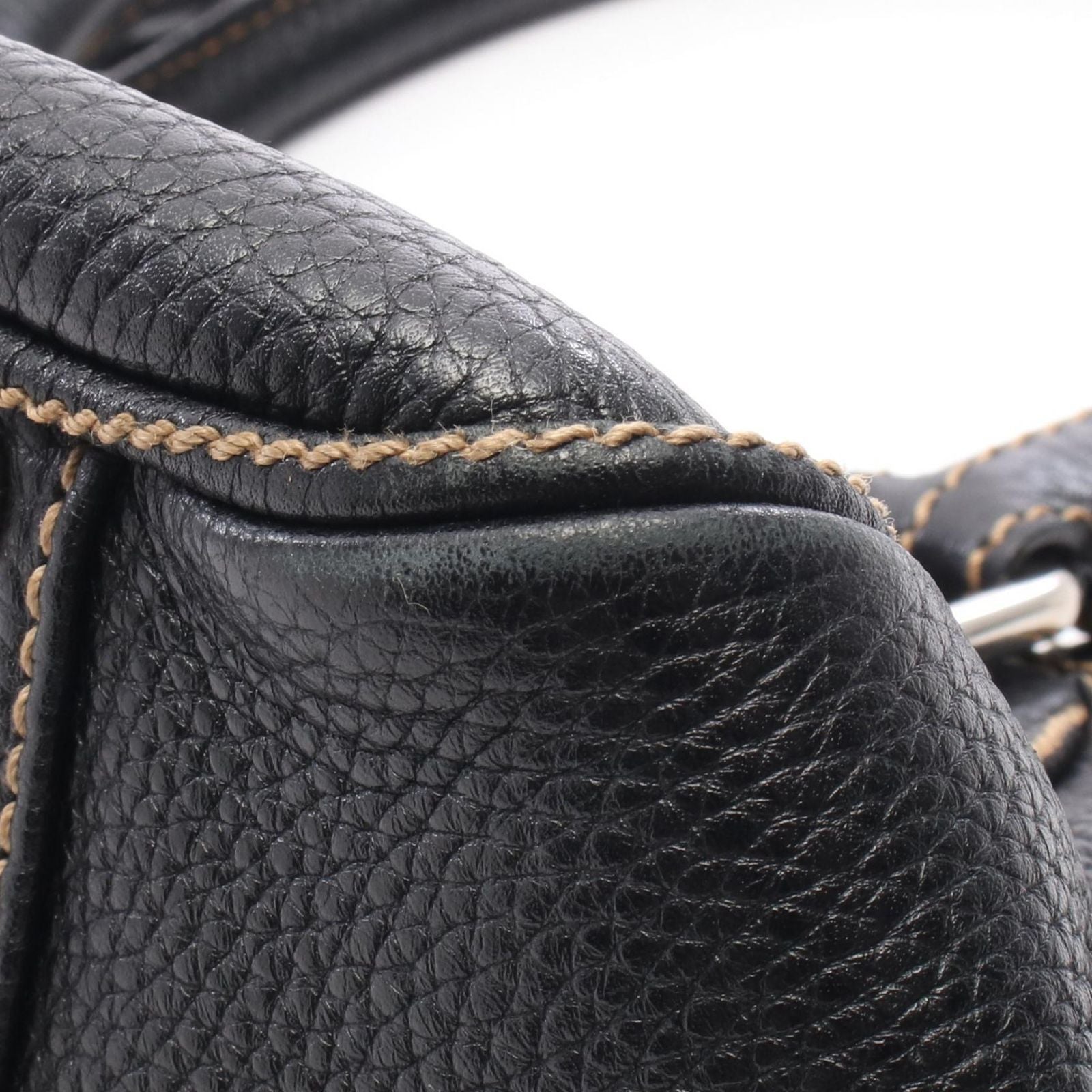 Chanel Handbag Embossed Logo Tassel Black Leather Fringe Hand — view 8
