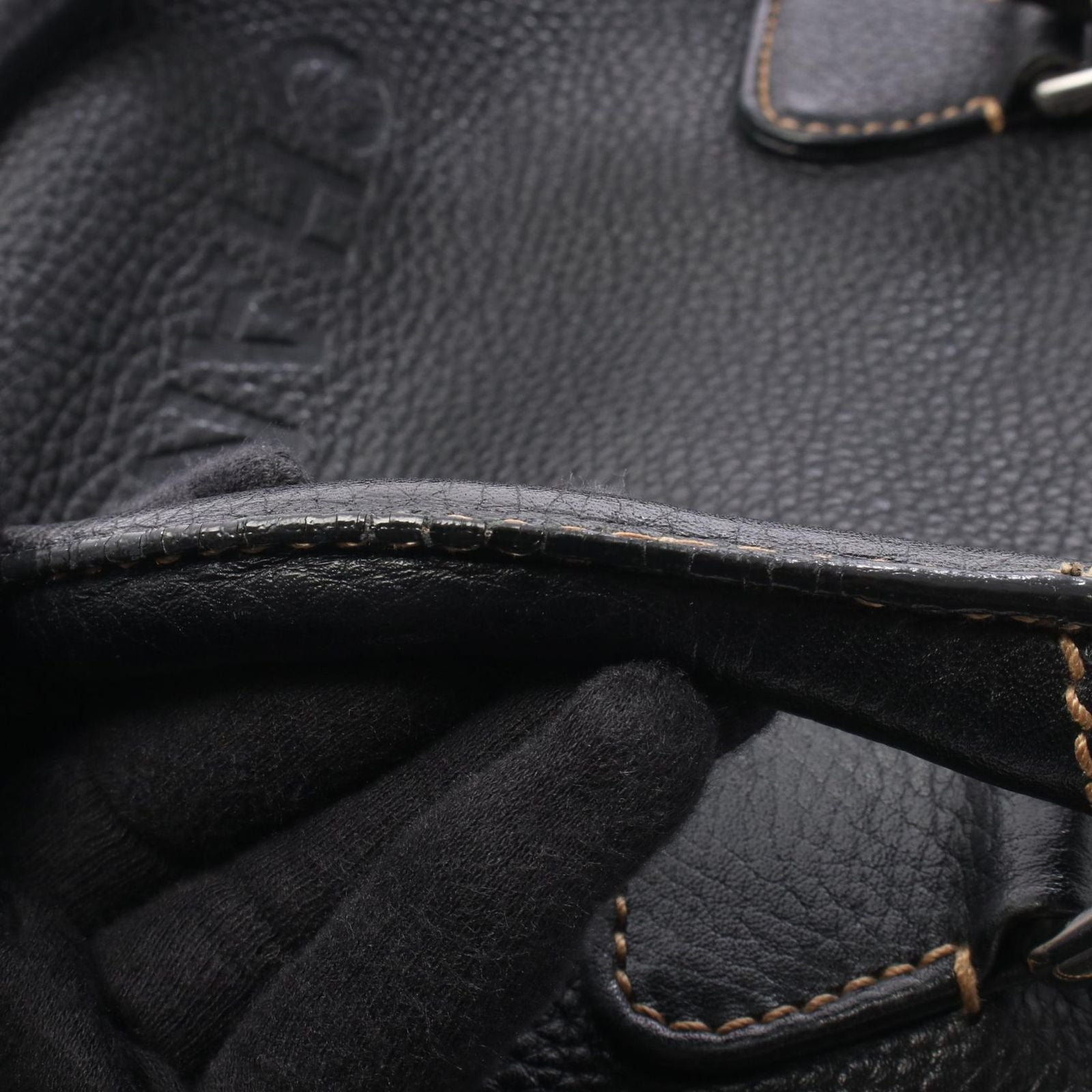 Chanel Handbag Embossed Logo Tassel Black Leather Fringe Hand — view 9