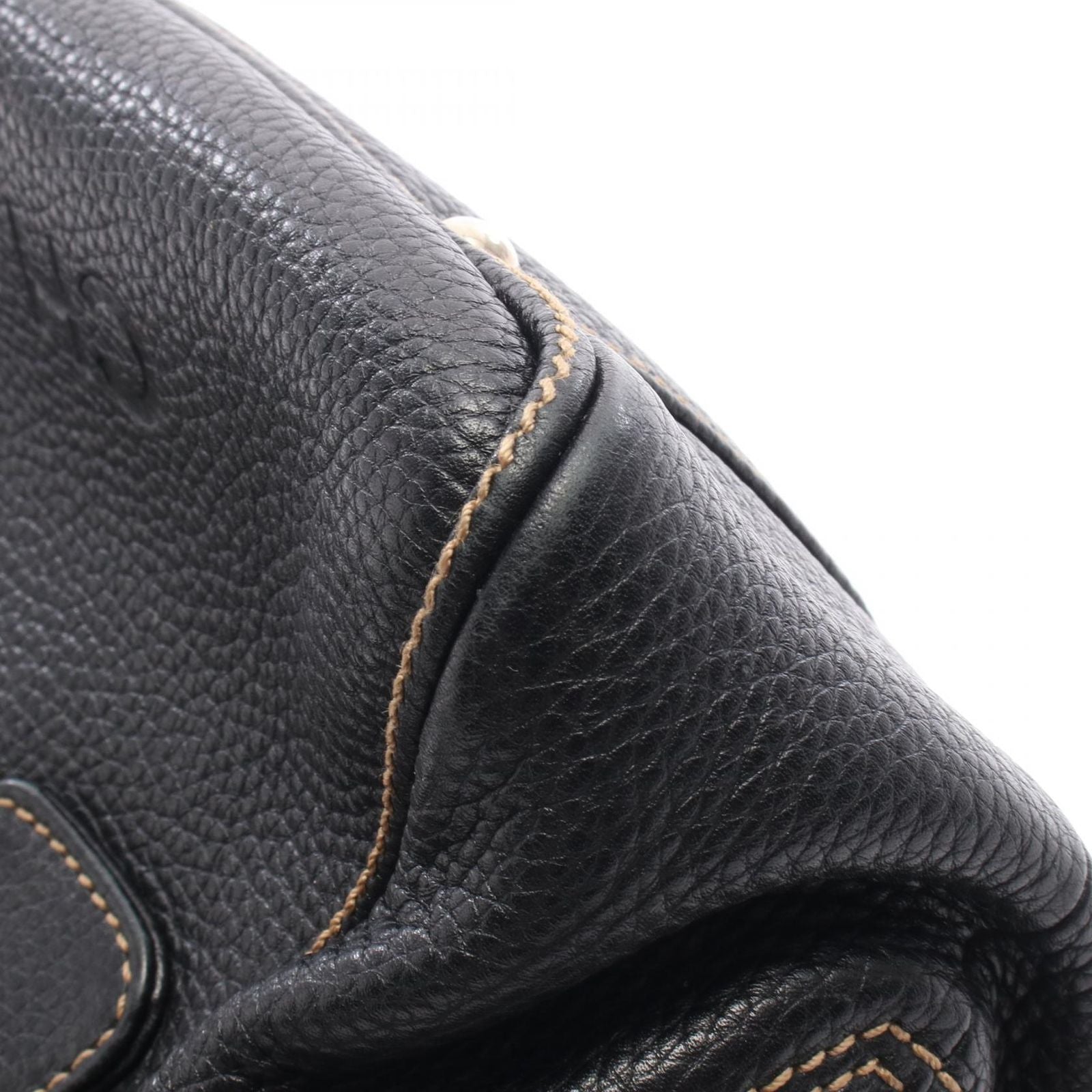 Chanel Handbag Embossed Logo Tassel Black Leather Fringe Hand — view 7