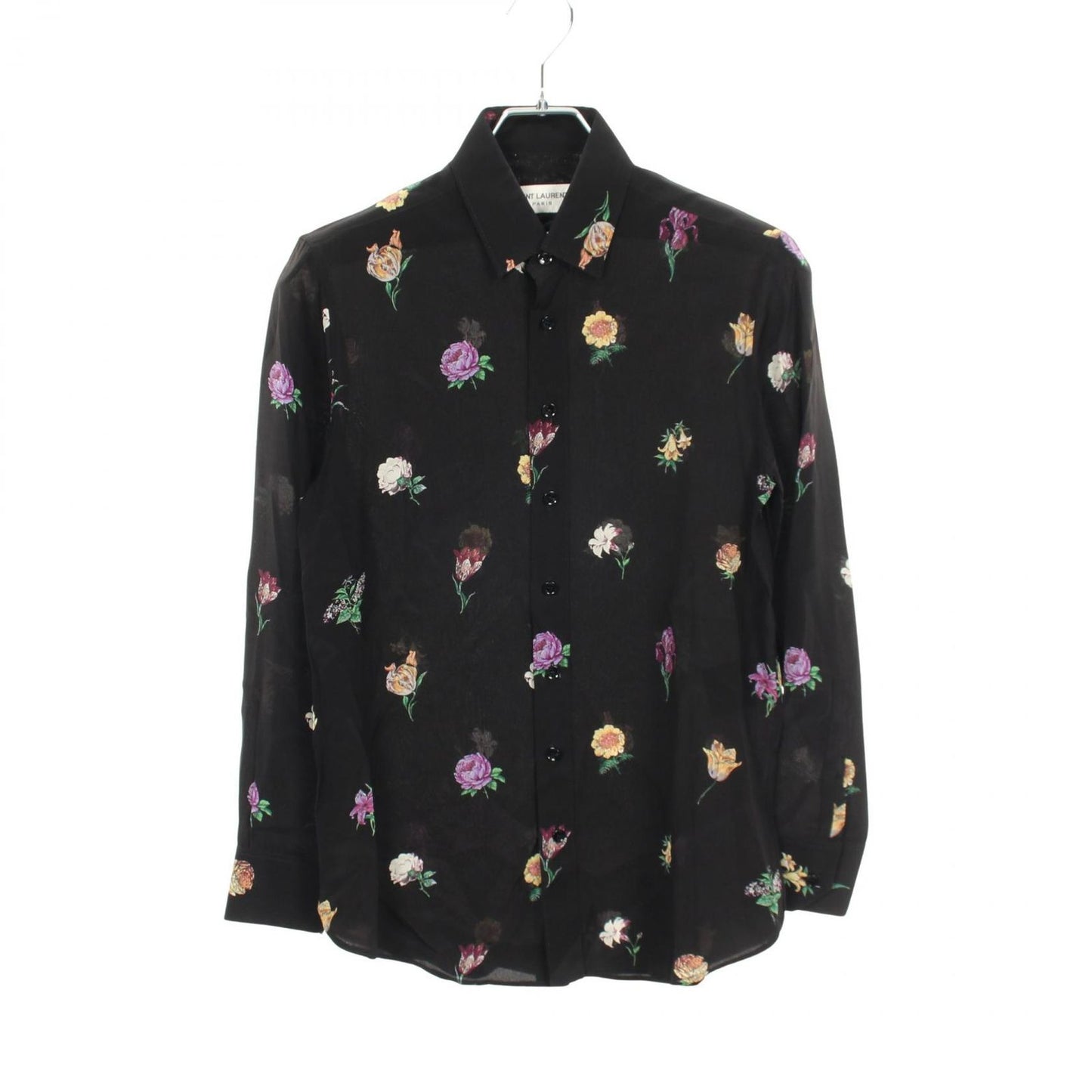 Saint Laurent Paris Floral Long Sleeve Silk Shirt