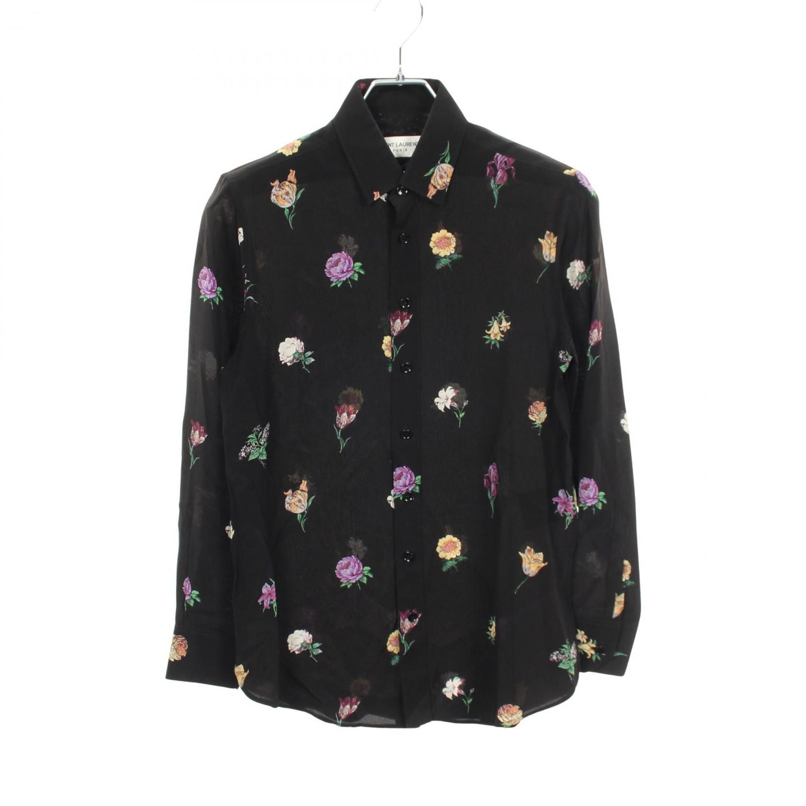 Saint Laurent Paris Floral Long Sleeve Silk Shirt
