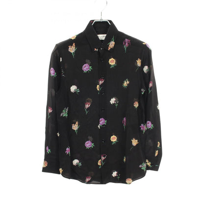 Saint Laurent Paris Floral Long Sleeve Silk Shirt