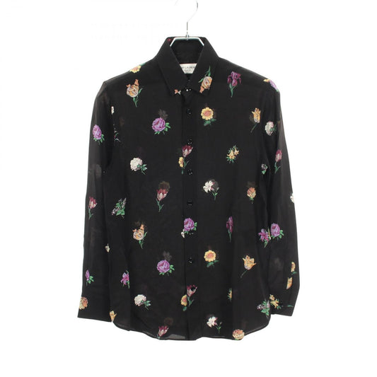 Saint Laurent Paris Floral Long Sleeve Silk Shirt