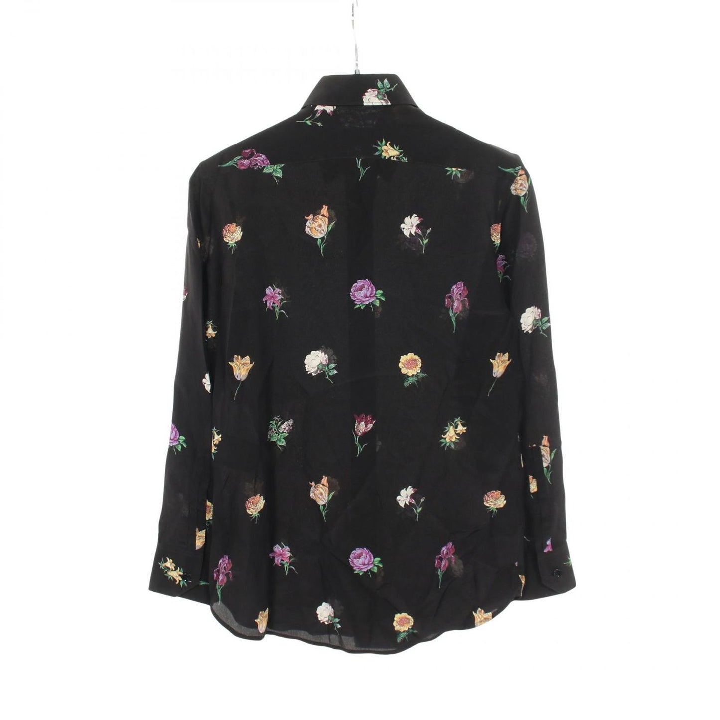 Saint Laurent Paris Floral Long Sleeve Silk Shirt — view 2