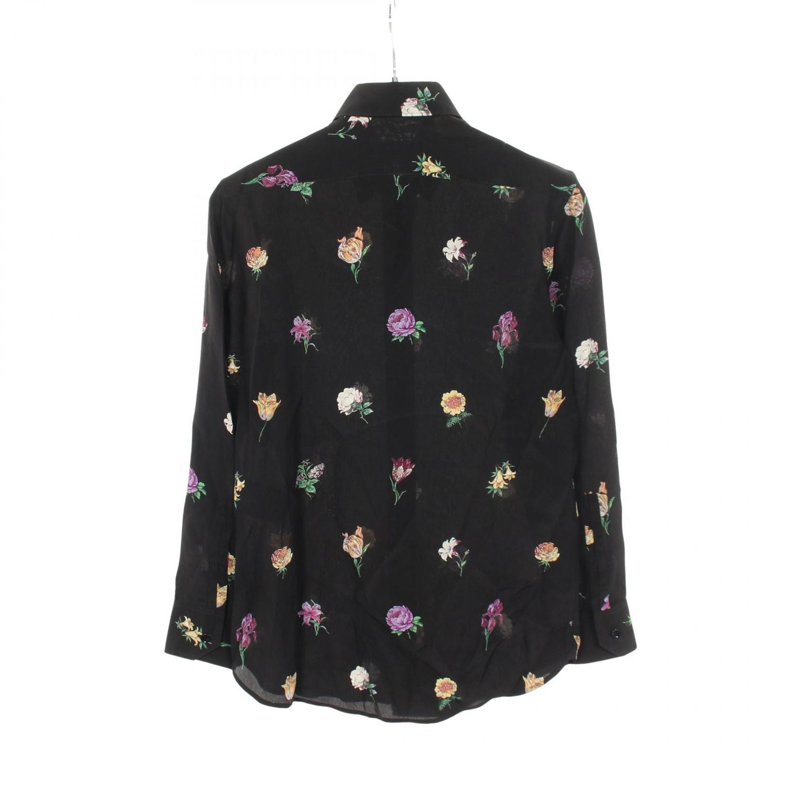 Saint Laurent Paris Floral Long Sleeve Silk Shirt — view 2