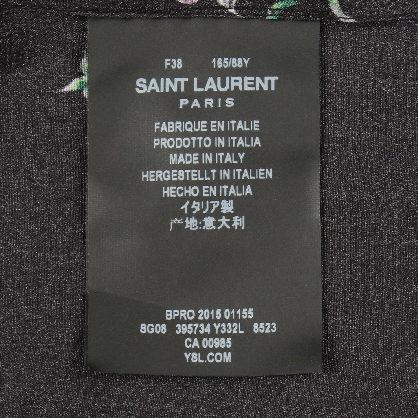 Saint Laurent Paris Floral Long Sleeve Silk Shirt — view 5