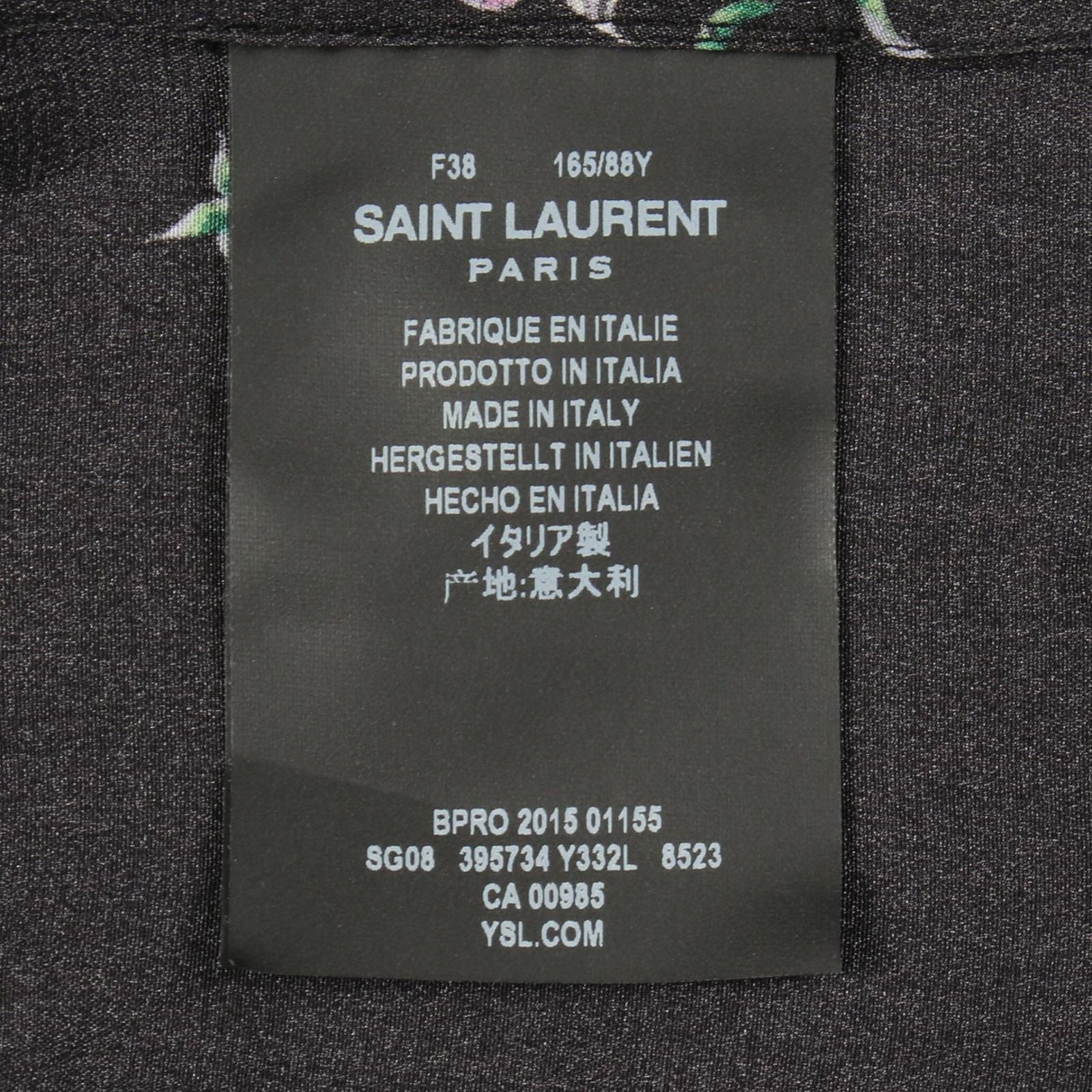 Saint Laurent Paris Floral Long Sleeve Silk Shirt — view 5