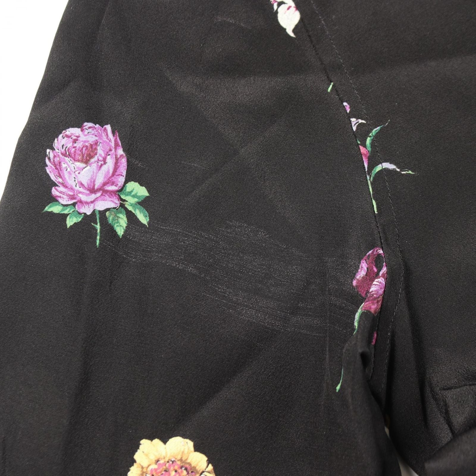 Saint Laurent Paris Floral Long Sleeve Silk Shirt — view 9